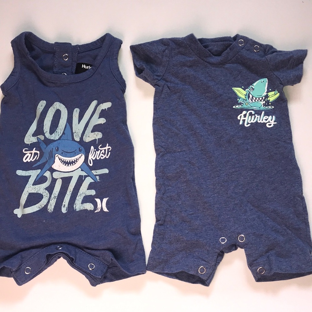 Two cute Hurley baby onesie